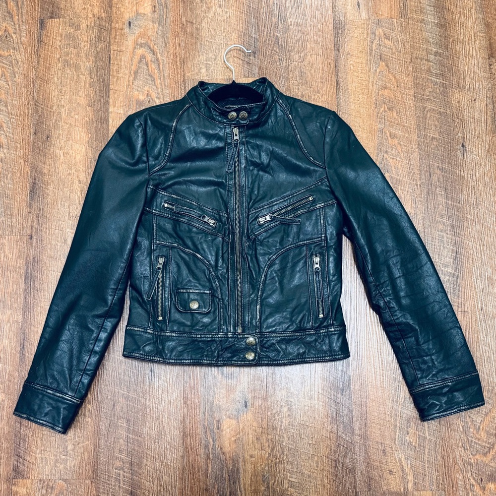 Redskins Women's Distressed Dark Brown Leather Jacket